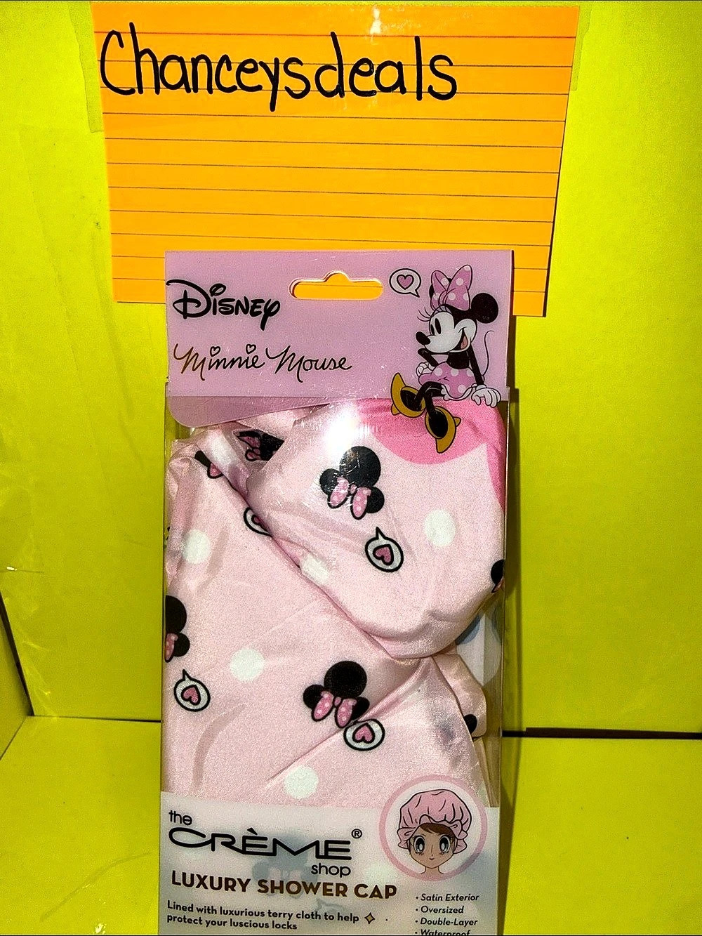 Disney Minnie Mouse Luxury Shower Cap Pink Polka Dot NWT